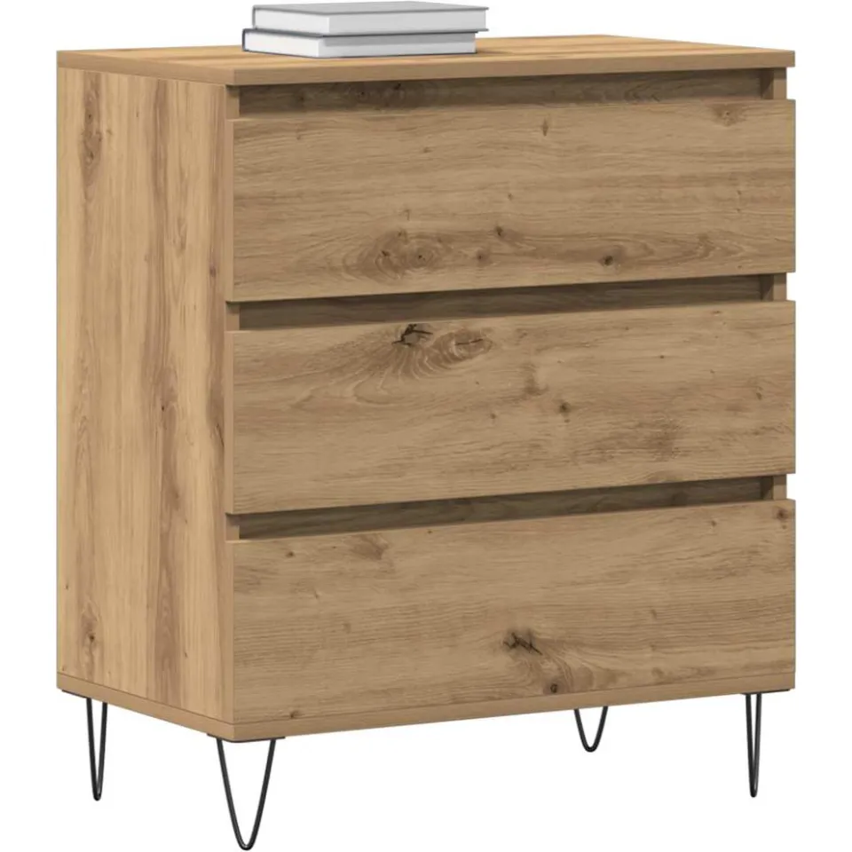 vidaXL Dressoir Artisan Eiken 60 x 35 x 70 cm Bewerkt hout Bruin