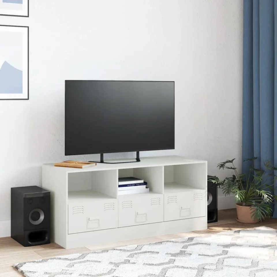 vidaXL Tv-meubel 99x39x44 cm staal wit, foto 3