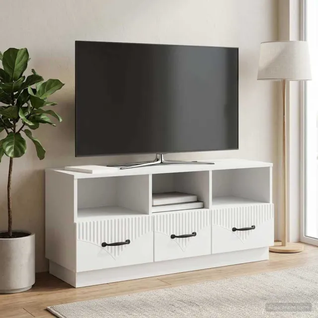 vidaXL TV-kast met lade Wit 102 x 34,5 x 47 cm Bewerkt hout, foto 2