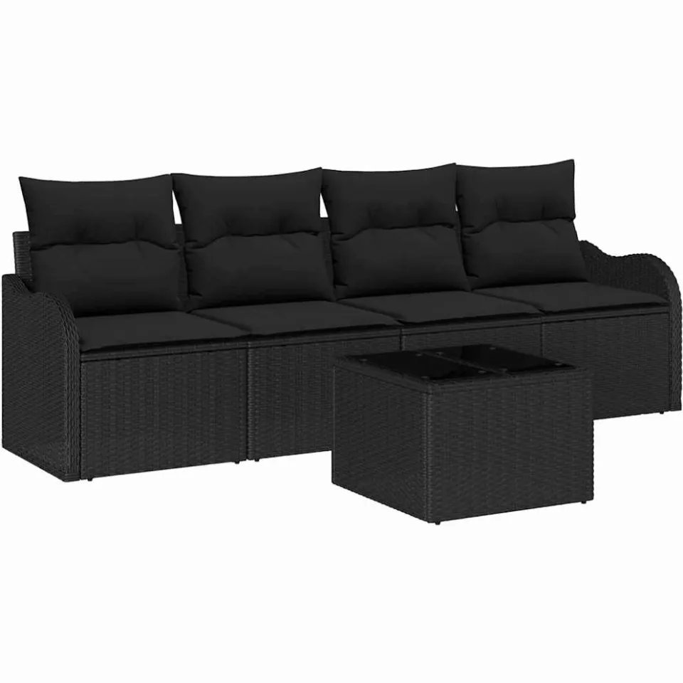 vidaXL Tuin Sofa Set Zwart poly rattan