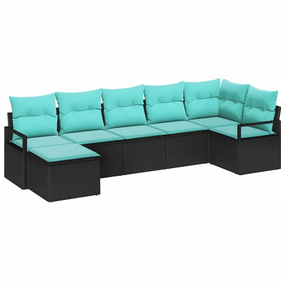 vidaXL Bankstel 7 st Zwart poly rattan