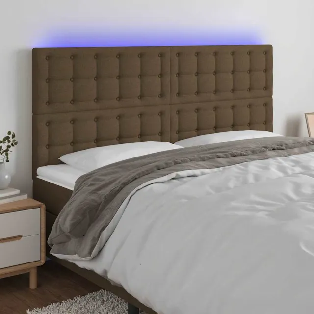vidaXL Hoofdbord LED 180x5x118/128 cm stof donkerbruin