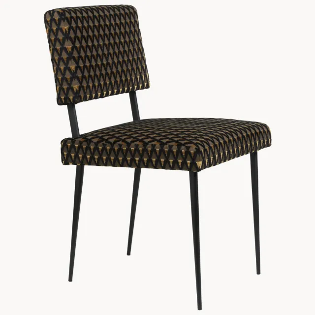 GUBI Fluwelen eetkamerstoel M-Chair Bruin, Zwart, Goudkleurig