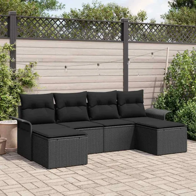 vidaXL Tuin Sofa Set 6 st Zwart poly rattan
