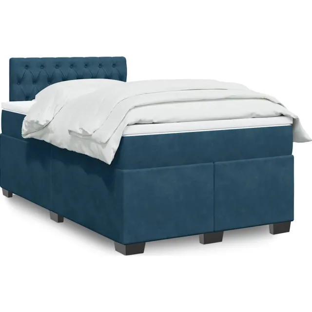 vidaXL Boxspring met matras fluweel donkerblauw 120x190 cm blauw