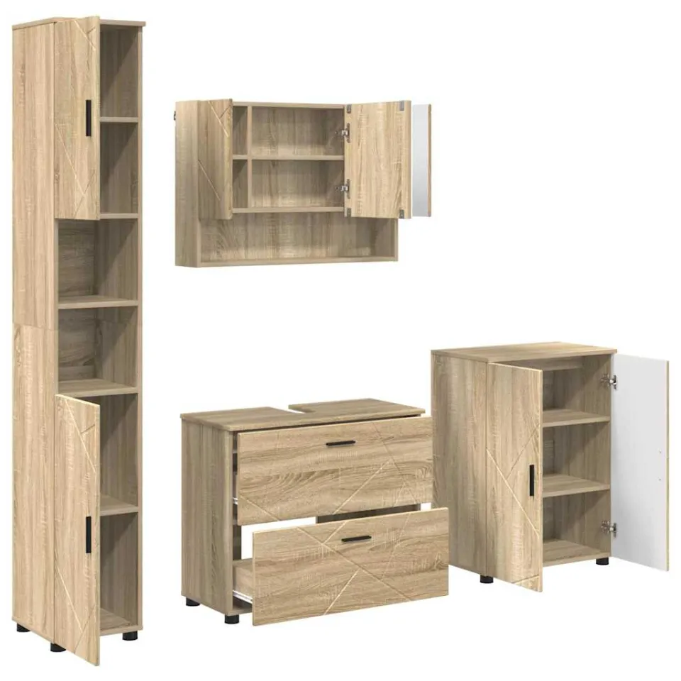 vidaXL Badkamermeubelset 4 st Sonoma Eiken 35 x 30 x 192 cm, foto 3