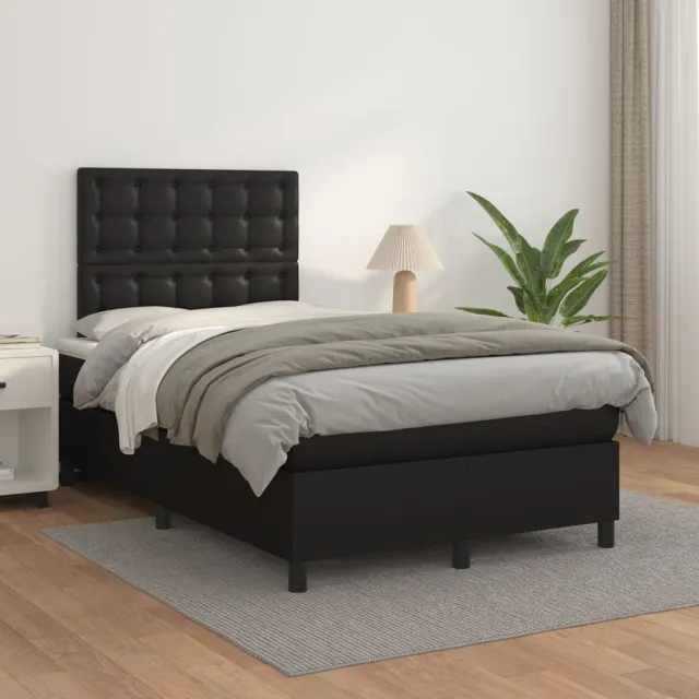 vidaXL Boxspring met matras kunstleer zwart 120x200 cm
