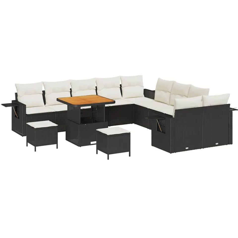 vidaXL Tuin Sofa Set 13 st Zwart poly rattan, foto 4