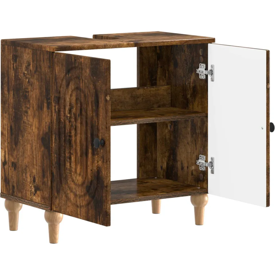 vidaXL Badkamer wastafelkast ALKMAAR Gerookt eiken 59,5 x 31,5 x 59 cm Bruin