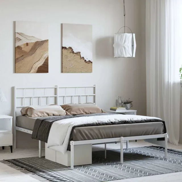 vidaXL Bedframe met hoofdbord metaal wit 150x200 cm