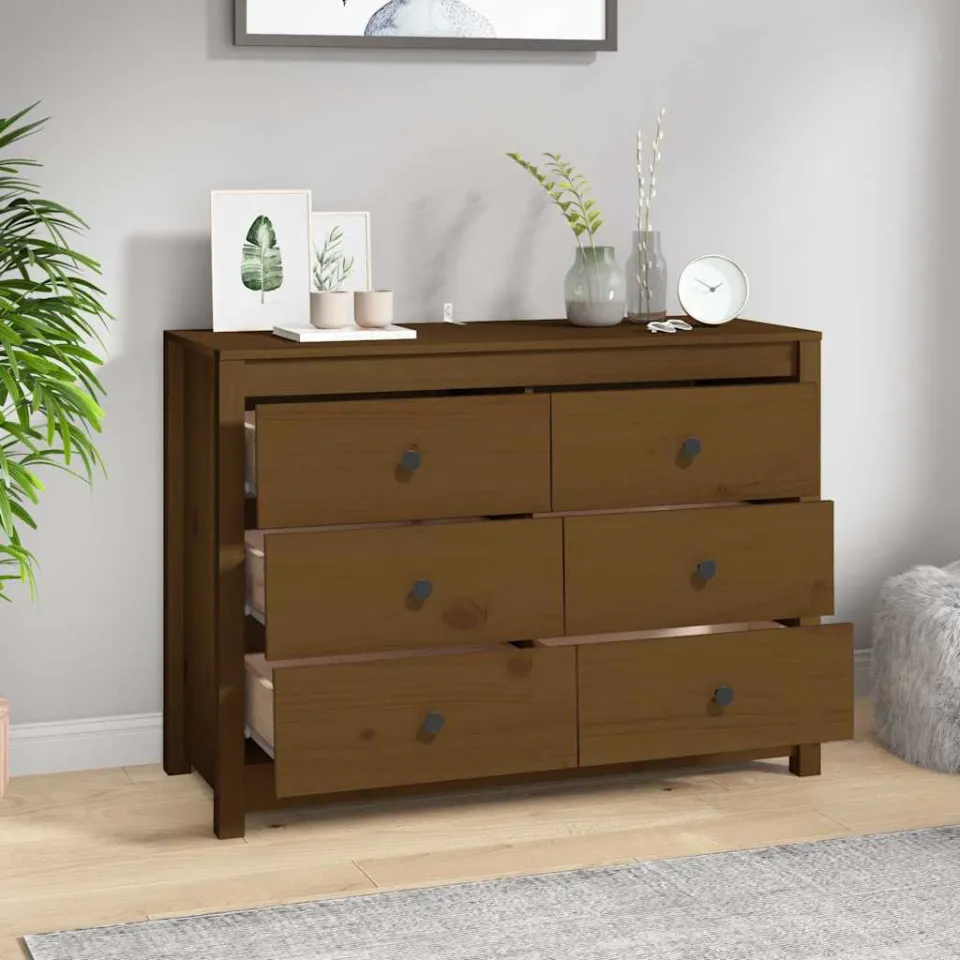 vidaXL Dressoir 100x40x72 cm massief grenenhout honingbruin bruin, foto 3