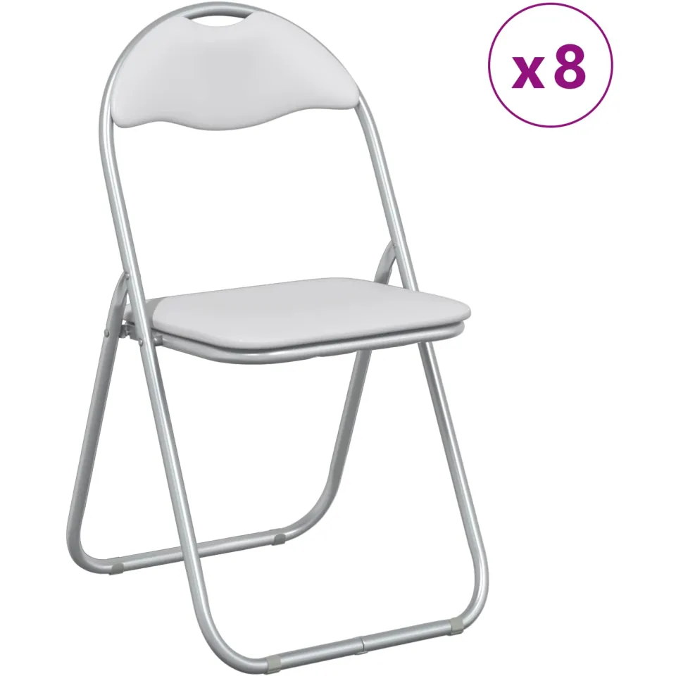 vidaXL Inklapbare stoel 8 st Nep Leer Wit en Grijs 48 x 43,5 x 81 cm, foto 3
