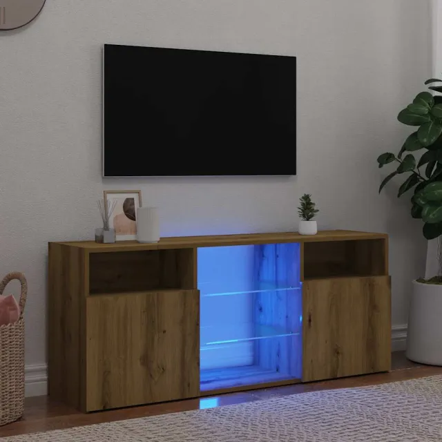 vidaXL Tv-meubel met LED 120x30x50 cm bewerkt hout artisanaal eiken Bruin