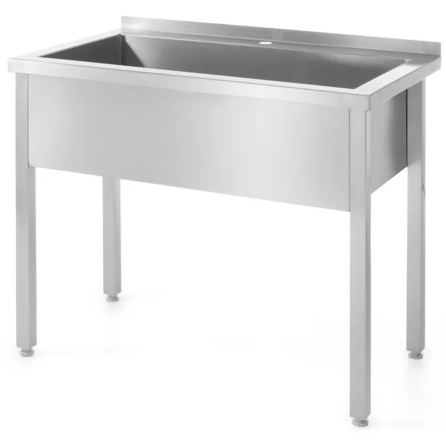 Hendi Gastronomische Roestvrijstalen Tafel - 1-Komorige Basin - 60x60x85 cm - Hoog Oplosbaar Nierdzewny