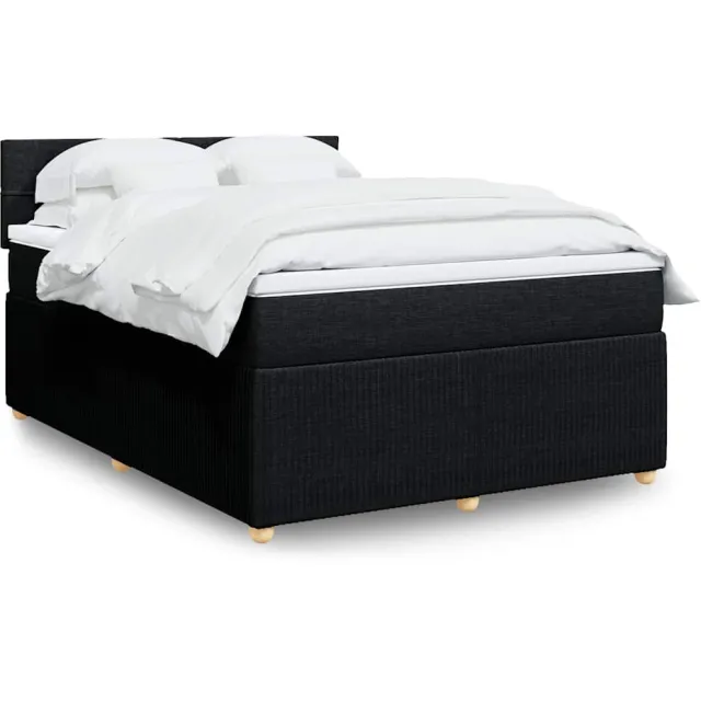 vidaXL Boxspring met matras stof zwart 140x200 cm