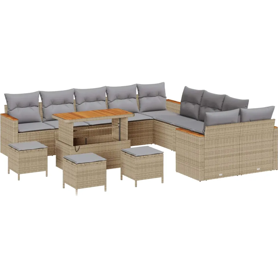vidaXL Tuinbankenset 14 st Beige poly rattan
