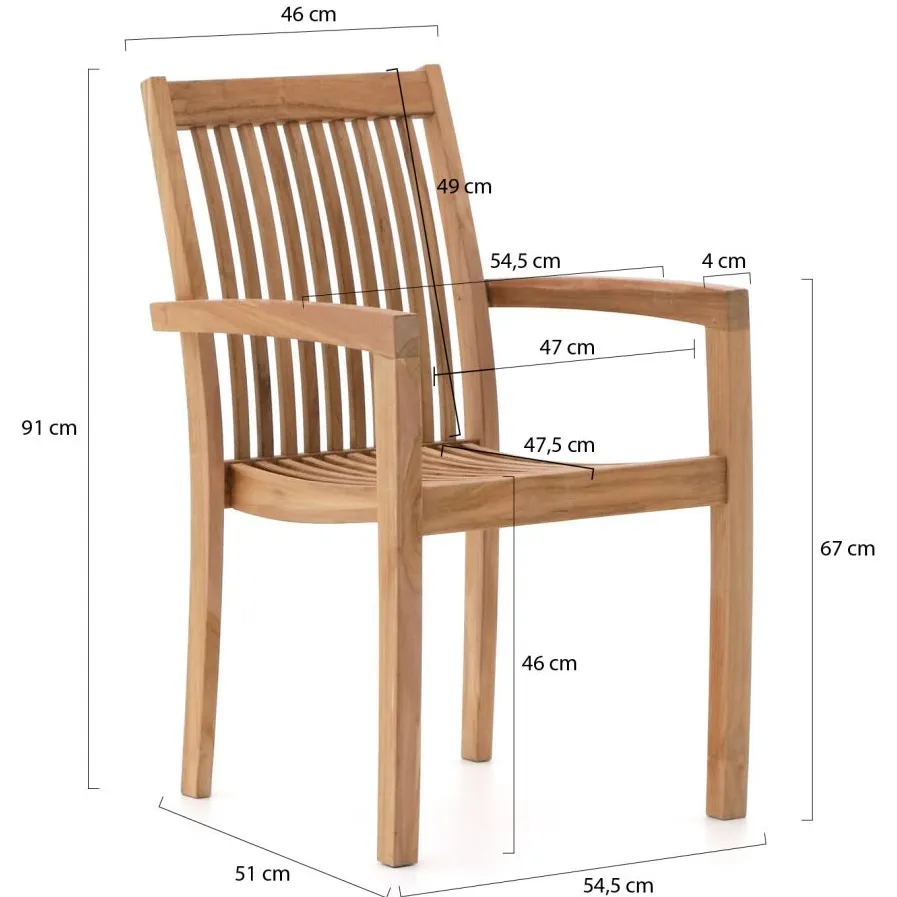 Sunyard Furniture Sunyard Jakarta dining tuinstoel stapelbaar bruin, foto 2
