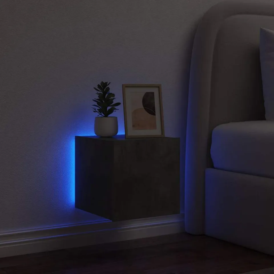 vidaXL Tv-wandmeubel met LED-verlichting 30,5x35x30 cm betongrijs grijs, foto 3