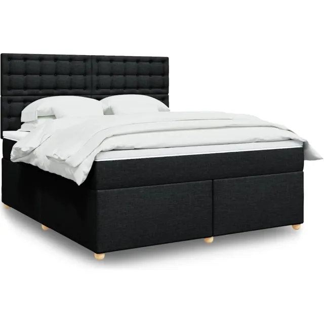 vidaXL Boxspring met matras stof zwart 180x200 cm