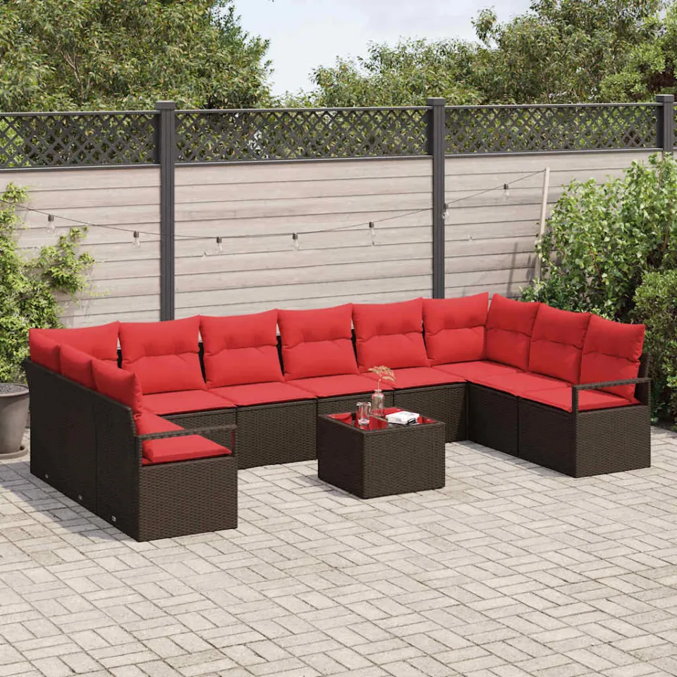 vidaXL Bankstel 11 st Bruin poly rattan, foto 3