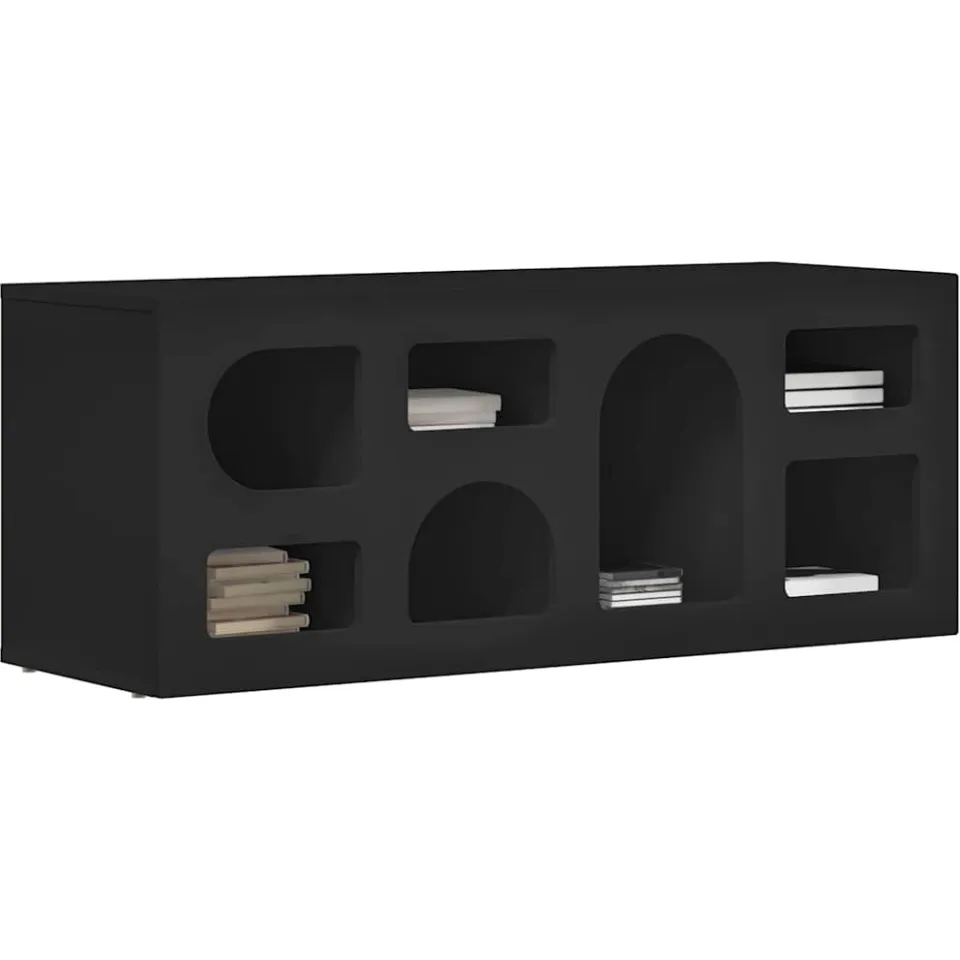 vidaXL TV-kast ELST 100 x 35 x 40 cm Zwart Bewerkt hout