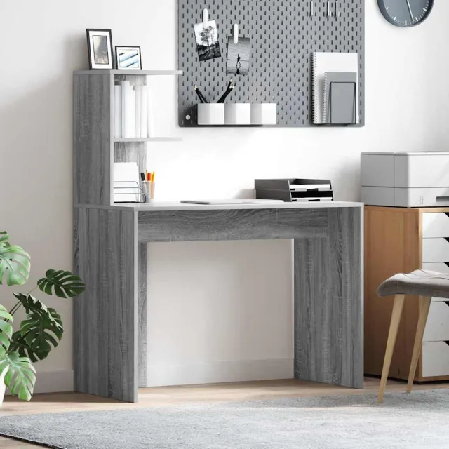 vidaXL Bureau Grijs Sonoma 102 x 50 x 124 cm Bewerkt hout, foto 2