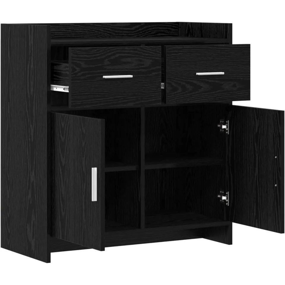 vidaXL Dressoir Zwart eiken 75 x 36 x 80 cm Bewerkt hout, foto 4