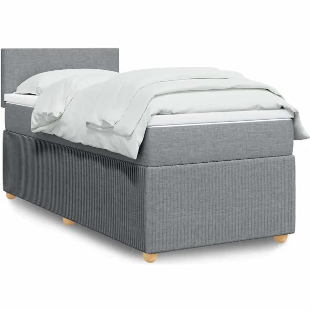 vidaXL Boxspring met matras stof lichtgrijs 90x190 cm grijs