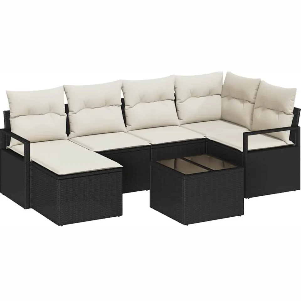 vidaXL Bankstel 7 st Zwart poly rattan, foto 4