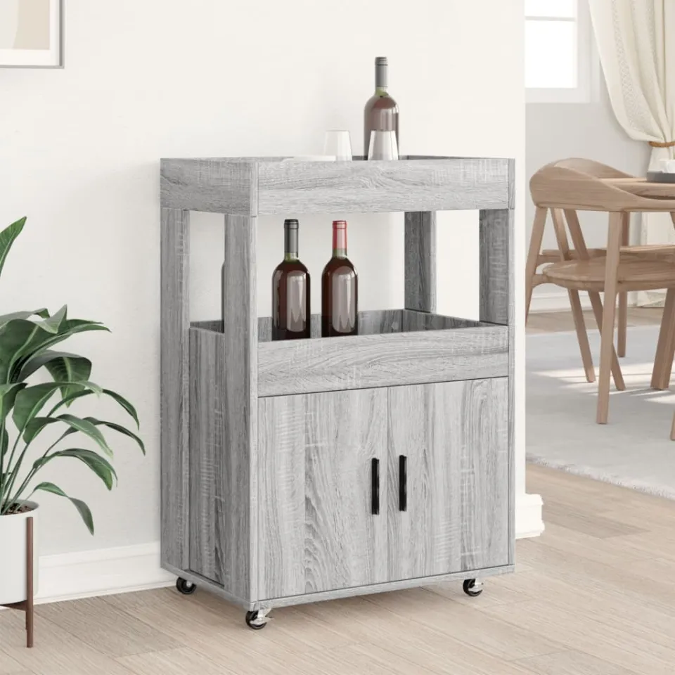 vidaXL Drankkar 60x39,5x89 cm bewerkt hout grijs sonoma eikenkleurig, foto 3