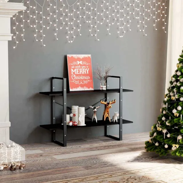 vidaXL Boekenkast met 2 schappen 100x30x70 cm bewerkt hout zwart, foto 2