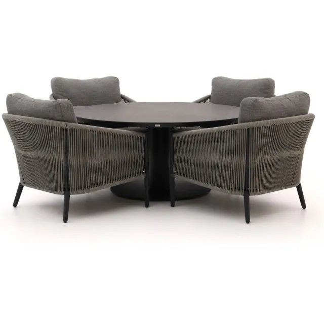 Bellagio tuinmeubelen Bellagio Mineo/La Fonte ø150cm low dining tuinset 5-delig Grijs