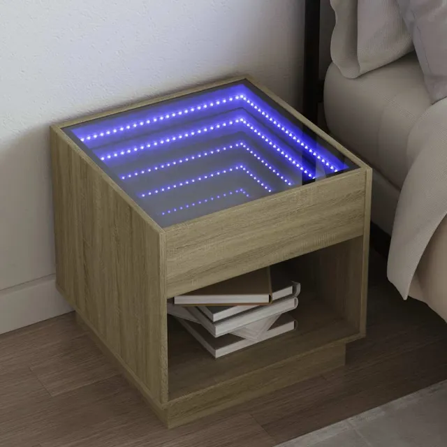 vidaXL Nachtkastje met Infinity LED 50x50x50 cm sonoma eikenkleurig, foto 2