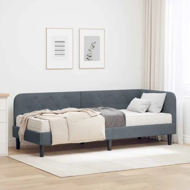vidaXL Hoekbedframe Donkergrijs 80 x 200 cm Fluweel