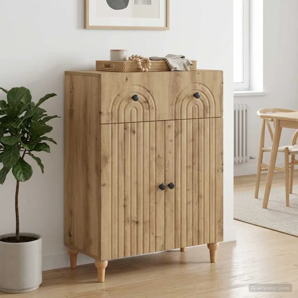 vidaXL Dressoir Artisanaal eiken 66 x 34,5 x 90 cm Bewerkt hout, foto 3