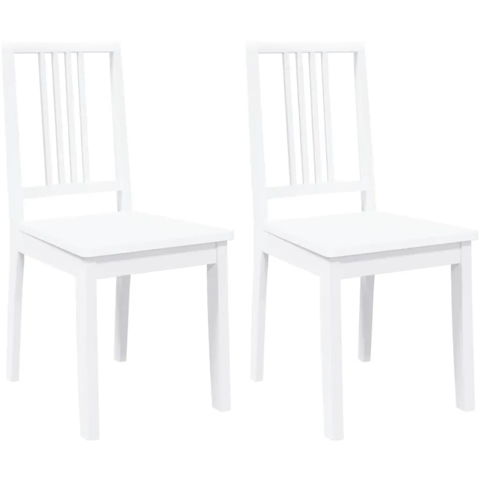 vidaXL Eetkamerstoelen 2 st massief hout rubber wit