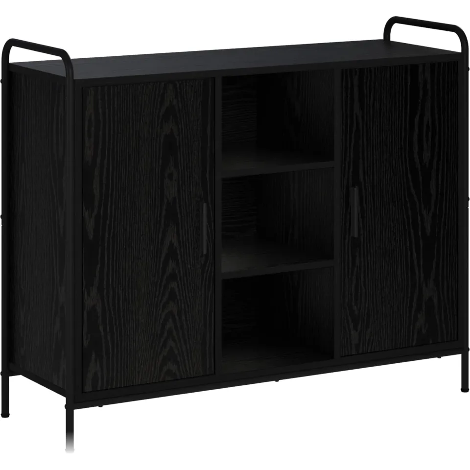 vidaXL Dressoir Zwart eiken 97 x 33 x 81 cm Bewerkt hout, foto 3