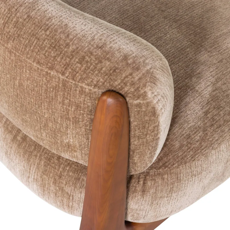 WOOOD Runi Fauteuil - Hout/Velvet - Paars/Bruin - 69x64x72, foto 6