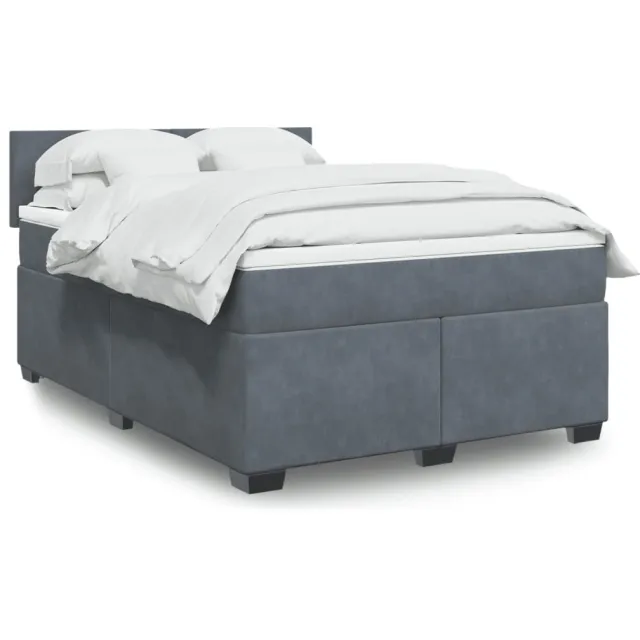 vidaXL Boxspring met matras fluweel donkergrijs 140x200 cm grijs
