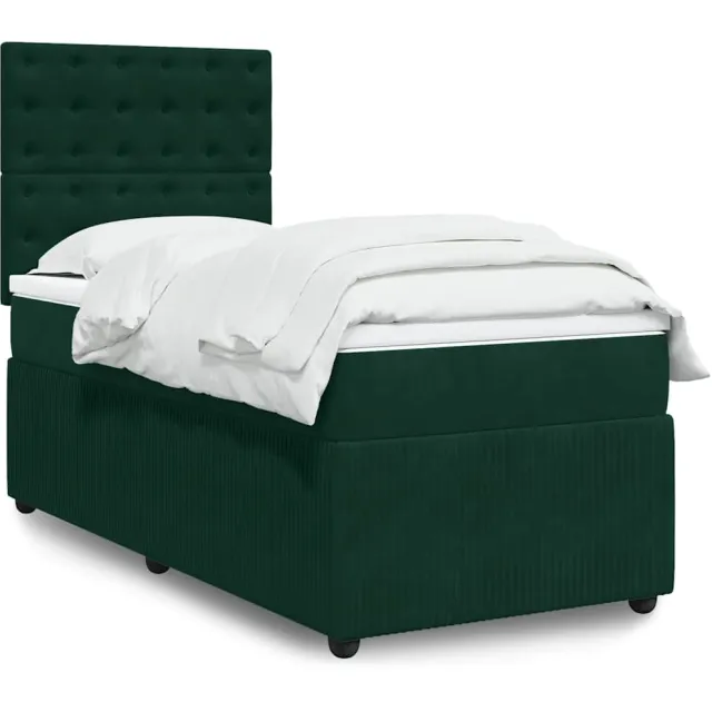 vidaXL Boxspring met matras fluweel donkergroen 100x200 cm groen