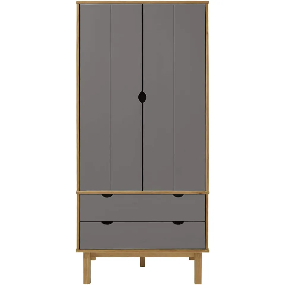 vidaXL Kledingkast OTTA 76,5x53x172 cm grenenhout bruin en grijs