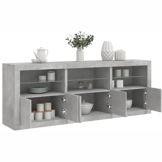 vidaXL Dressoir met LED-verlichting 181,5x37x67 cm betongrijs