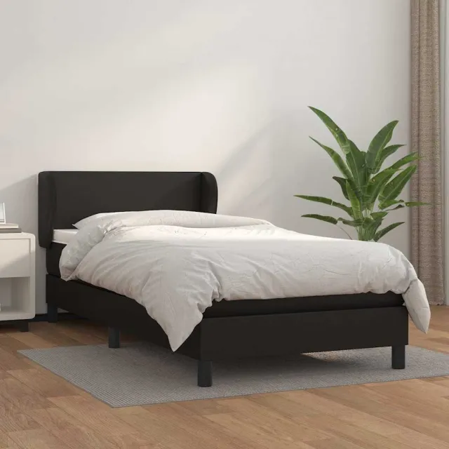 vidaXL Boxspring met matras kunstleer zwart 90x190 cm