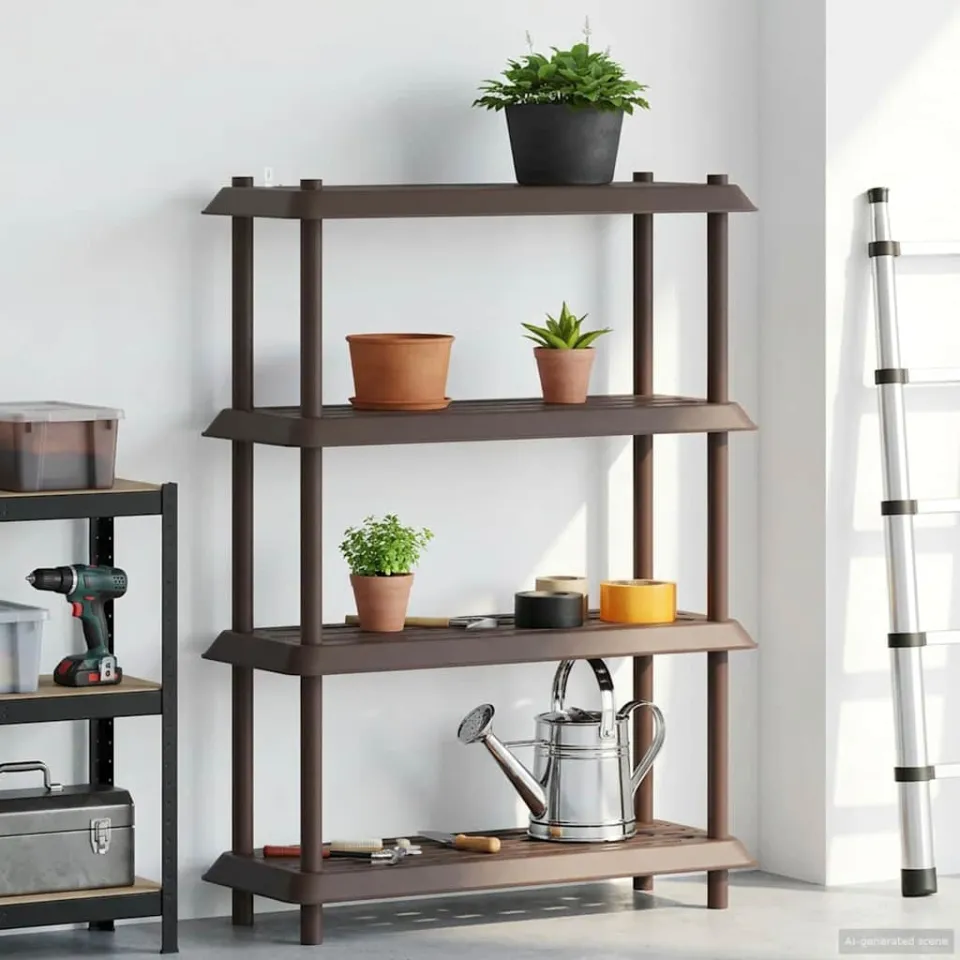 vidaXL Plankenunit 4-laags 100 x 40 x 136,5 cm PP Bruin, foto 4
