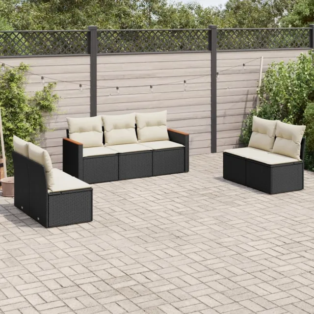vidaXL 7-delige Loungeset met kussens poly rattan zwart, foto 2
