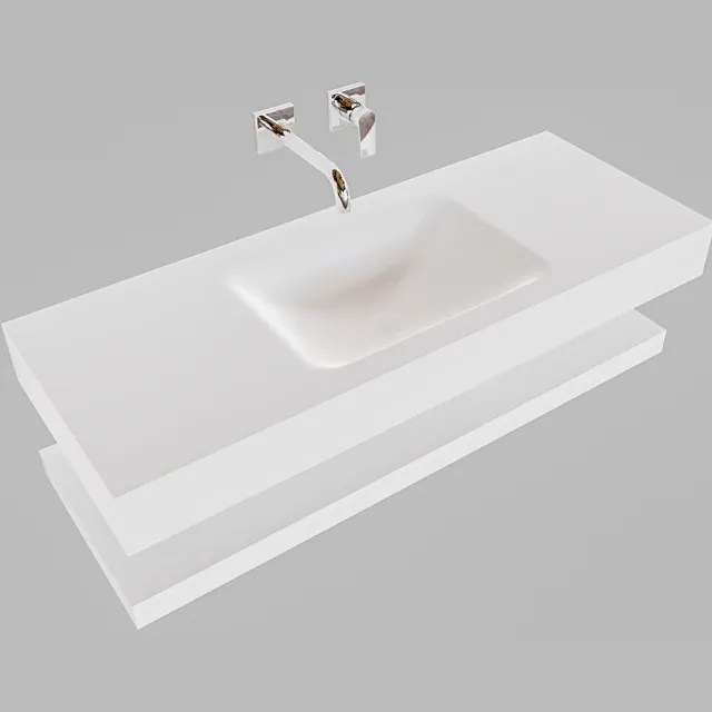 Boss & Wessing Badkamermeubel BWS Ibiza 120 cm met Planchet Solid Surface Mat Wit (acht varianten)