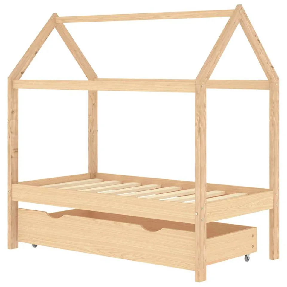 vidaXL Kinderbedframe met lade massief grenenhout 70x140 cm bruin, foto 3