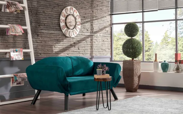 Skye Decor , 2-zits slaapbank, Genzo - Petrol Blue, Stof, Petrolblauw, 177 x 75 x 87 cm Benzine blauw