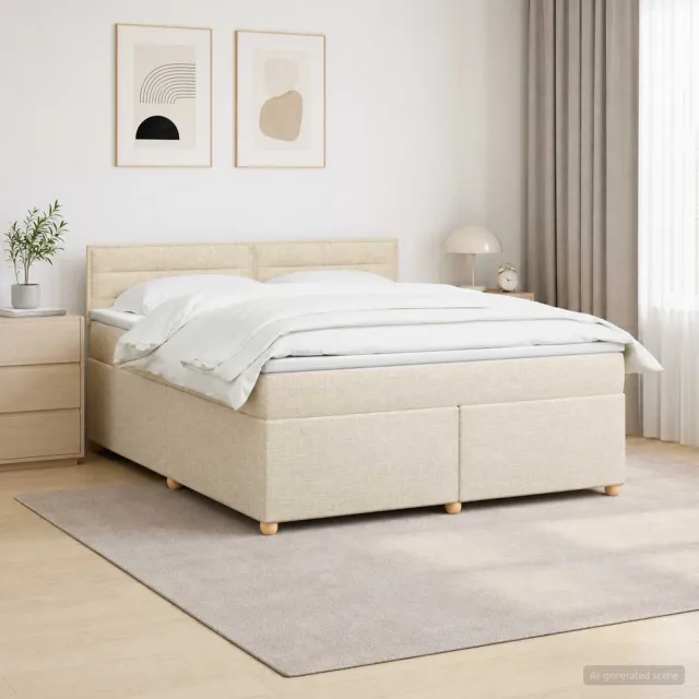 vidaXL Boxspringbed met matras Crèmekleurig 160 x 200 cm Stof