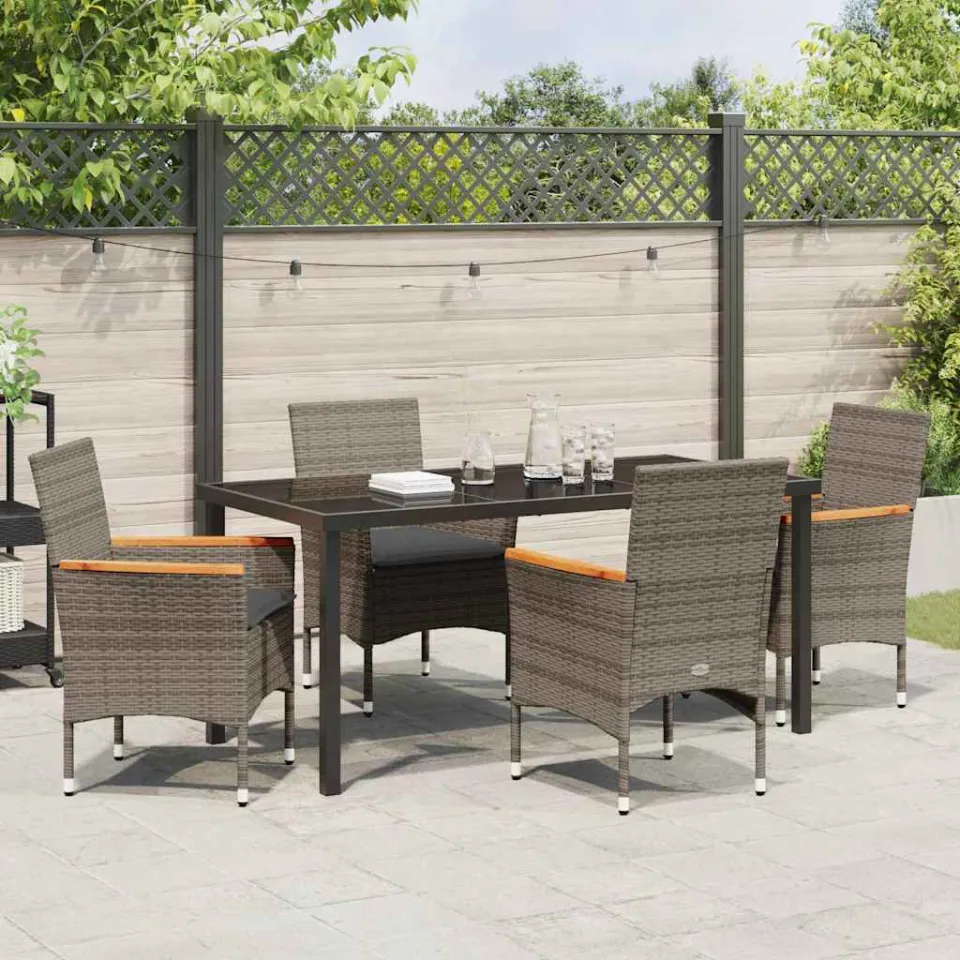 vidaXL Tuin eettafelset 5 st Grijs poly rattan, foto 3